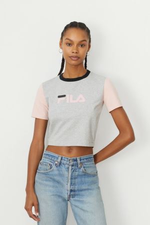 FILA Anna Crop Tee Shirts Black,Womens Clothing | CA.JRZYSL803